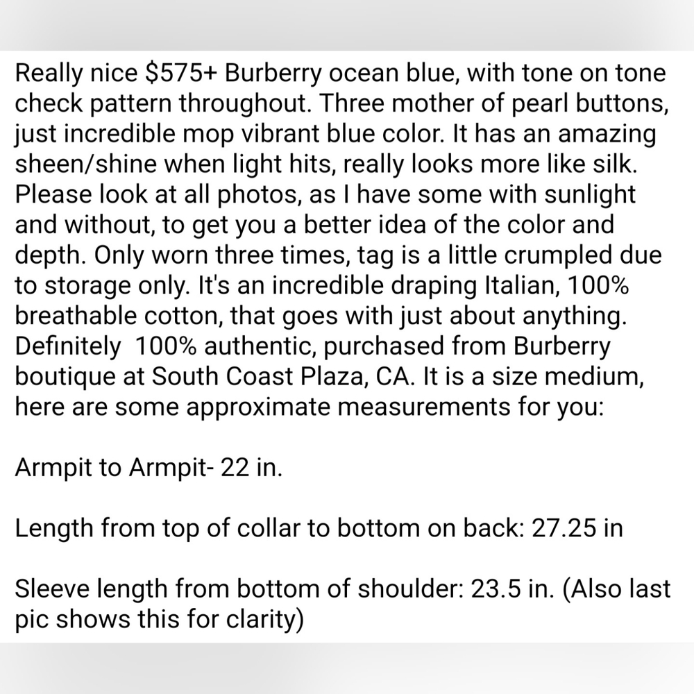 Burberry Ocean Blue Check Long Sleeve Polo Shirt - Picture 16 of 16